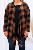 Plus Size Plaid Pattern Open Front Cardigan