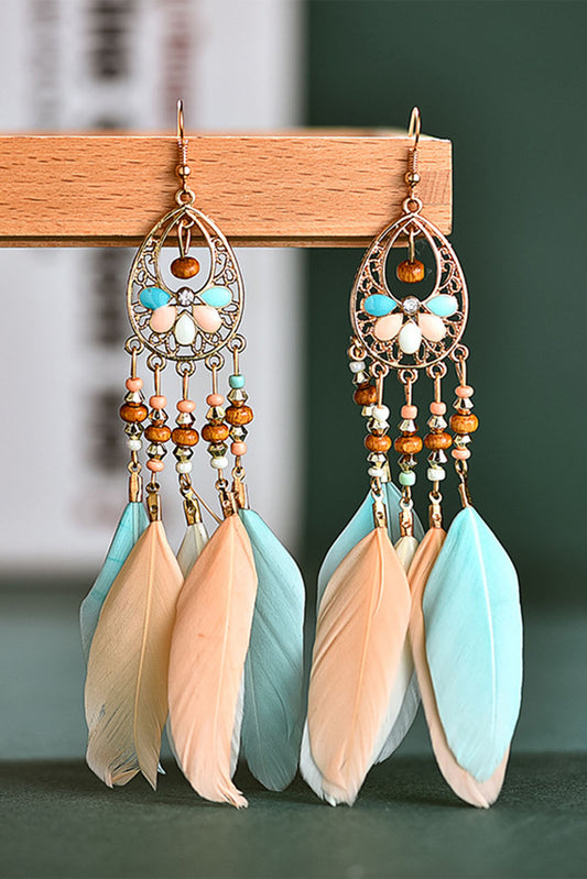 Bohemian Hollow-out Feather Tassel Earrings