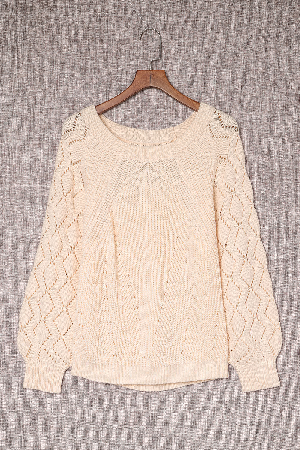 Hollow-out Puffy Sleeve Knit Sweater