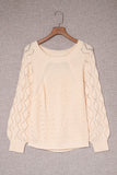 Hollow-out Puffy Sleeve Knit Sweater