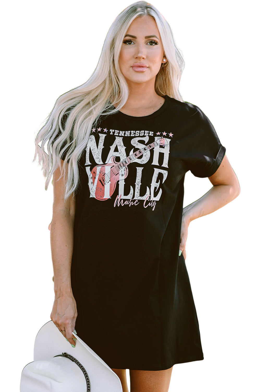 Robe t-shirt tendance noire Nashville Music Festival