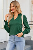 Frill V Neck Puff Long Sleeve Top