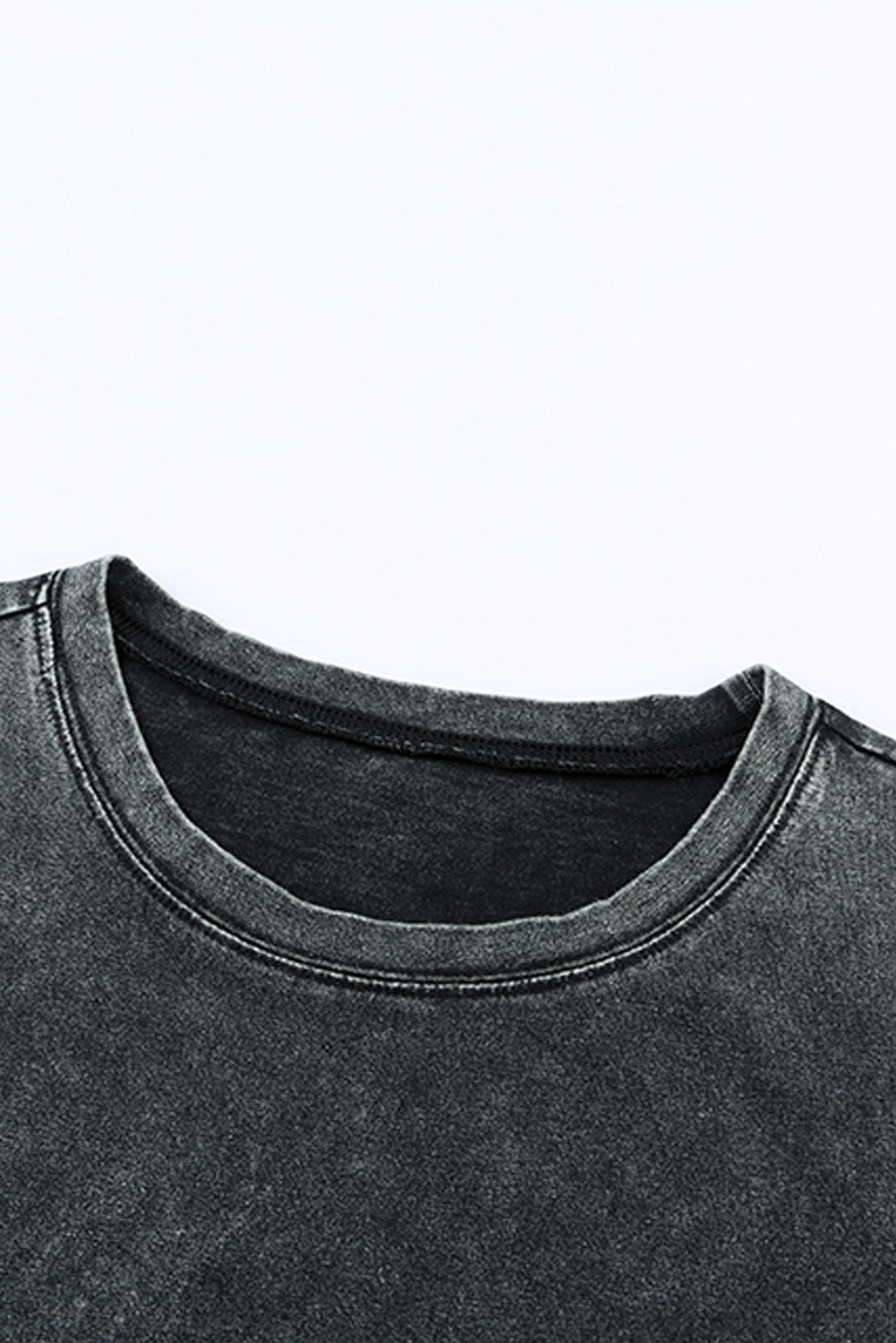 Black Mineral Washed Casual Short Sleeve Tee