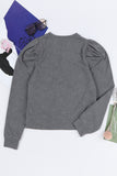 Gray Vintage Washed Puff Sleeve Sweatshirt