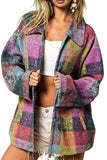 Multicolor Brushed Plaid Pocketed Oversize Shacket