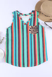 Serape Leopard Patchwork Pocket V Neck Tank Top