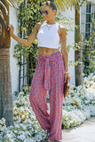 Ditsy Floral Print Tie Front Wide Leg Pants