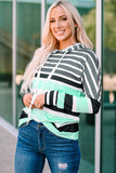 Multi Striped Drawstring Long Sleeve Hoodie