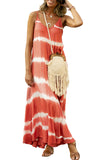 Tie Dye Striped Spaghetti Straps Maxi Dress