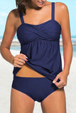 Adjustable Straps Ruched 2pcs Tankini Swimsuit