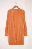 Cardigan orange ouvert sur le devant en grosse maille 