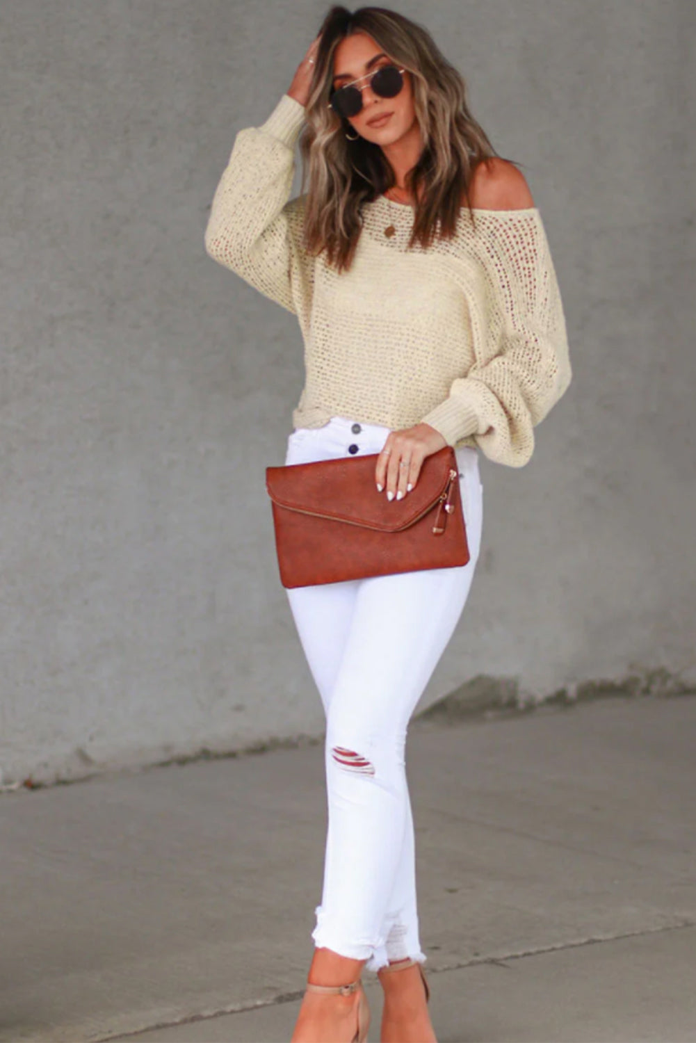 Sheer Openwork Knit Sweater