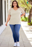 Lace Short Sleeve Plus Size Waffle Top