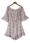 Off-the-shoulder Print Ruffle Romper