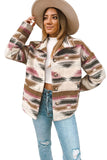 Multicolor Aztec Print Zipped Split Neck Hoodie