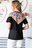 Leopard Sequin Waffle Knit Short Sleeve T-shirt