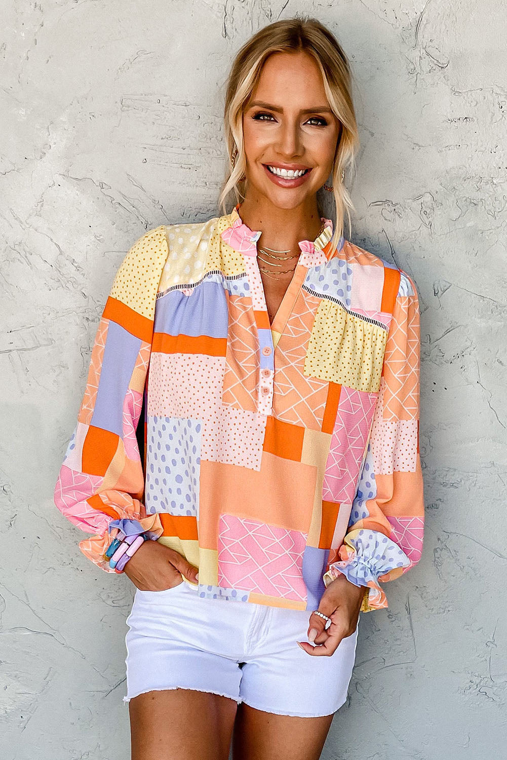 Mixed Print Blouse