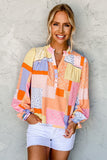 Blouse multicolore à imprimés mélangés