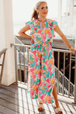 Floral Ruffled Sleeve Top Smocked Wide Leg Pants Set