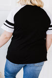 T-shirt noir croisé à manches raglan et col en V, grande taille