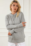 Gray Cowl Neck Drawstring Pullover Hooded Sweater