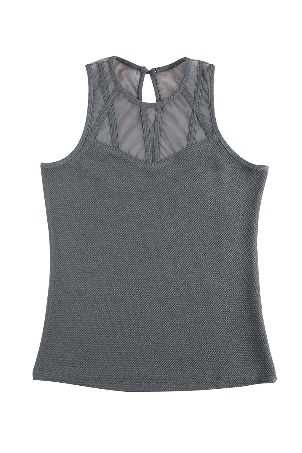 Strappy Mesh Splicing Ribbed Tank Top