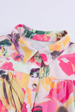 Robe chemise multicolore à manches courtes et imprimé floral