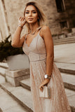 Spaghetti Strap V-Neck Lace Maxi Dress