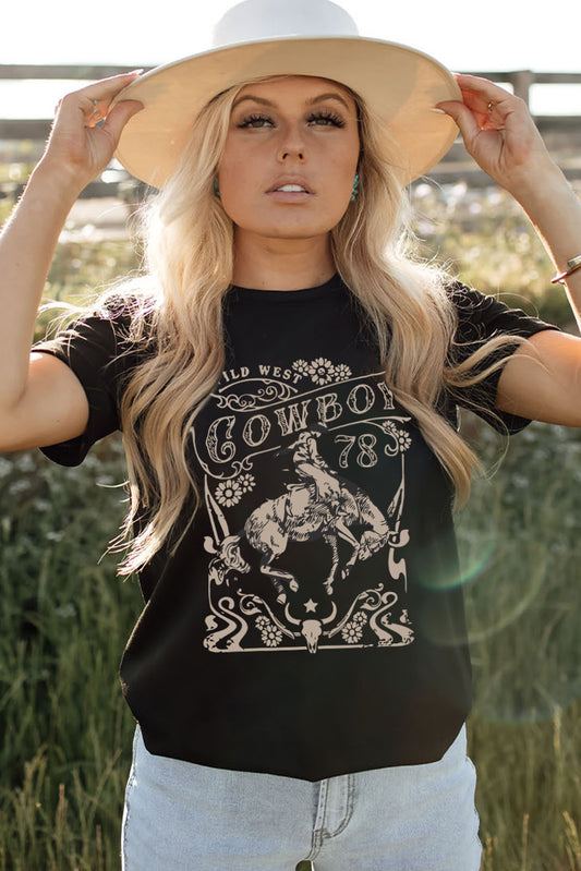 Western COWBOY 78 Graphic Crew Neck T Shirt