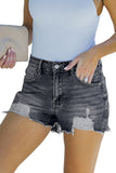 Distressed Frayed Denim Shorts