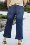 Navy Blue Plus Size Seamed Wide Leg High Waist Jeans