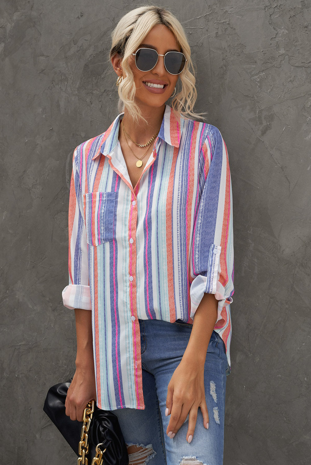 Sweet Enough Striped Button Up Top