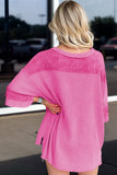 Bright Pink Oversized Mineral Wash Textured Bracelet Sleeve Top