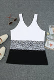 Leopard Print Contrast V-Neck Tank Top