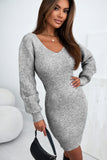 Green V Neck Bodycon Sweater Dress