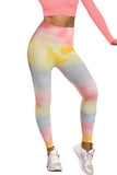 Leggings d'entraînement taille haute jaunes tie-dye