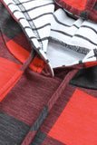 Christmas Plaid Striped Patchwork Drawstring Hoodie