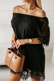 Round Neck Short Sleeve Loose Lace Dress