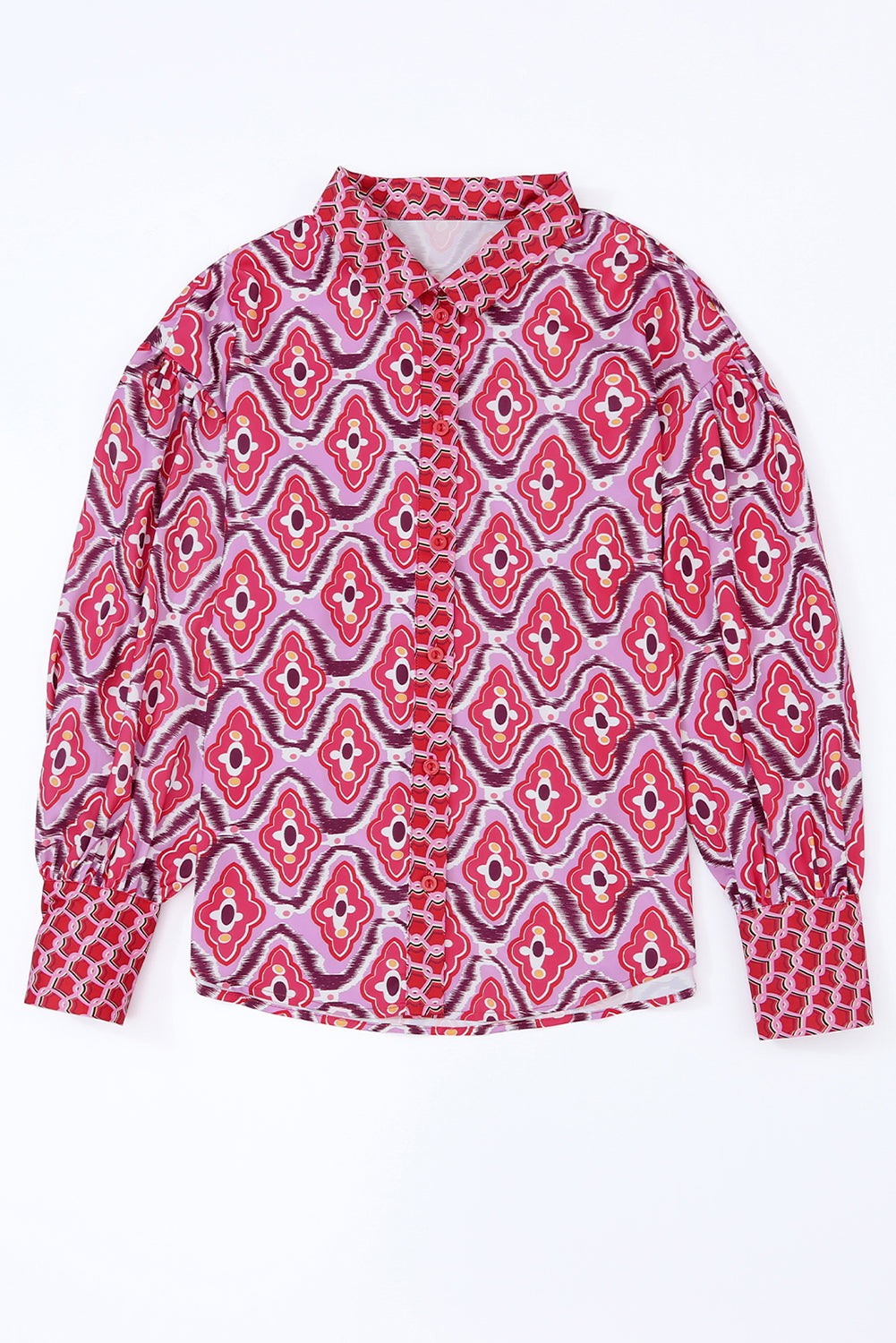 Abstract Print Button Up Long Sleeve Shirt