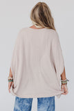 Ribbed Knit Batwing Sleeve Tunic Oversized T Shirt