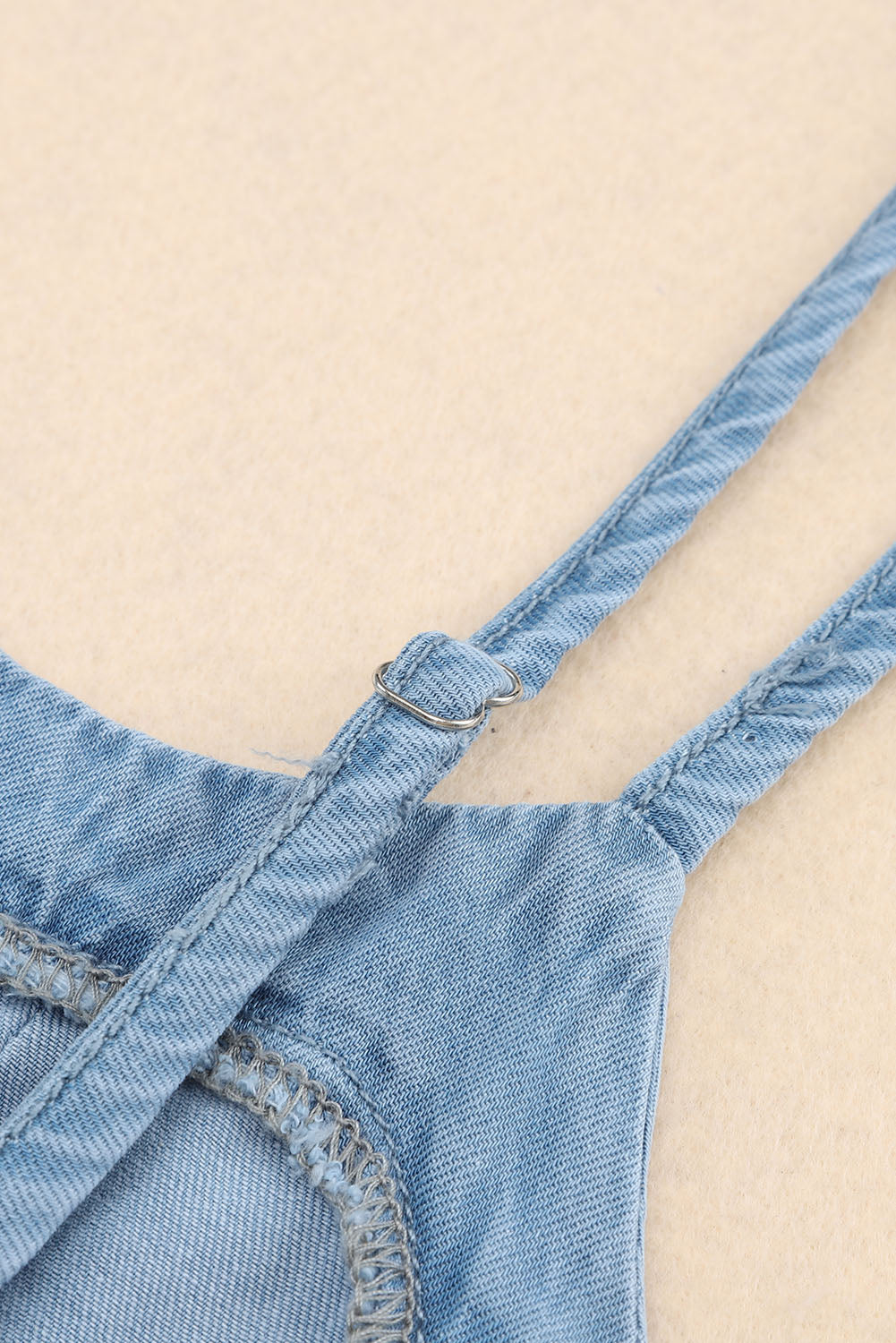 Pleated Buttons Denim Tank Top