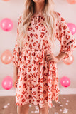 Leopard Long Sleeves Short Dress