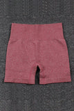 Short actif de sport taille haute de couleur unie rouge