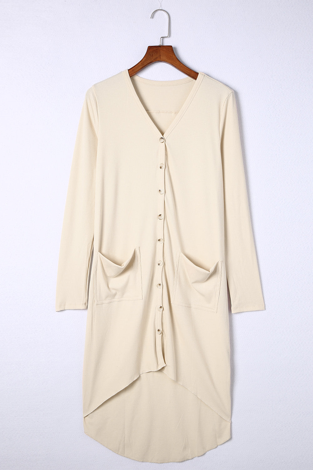 Selected Button Pocketed High Low Cardigan