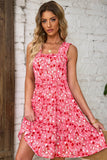 Tiered Ruffled Square Neck Sleeveless Floral Mini Dress