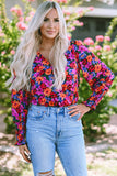 Floral Print Wrap V Neck Long Sleeve Bodysuit