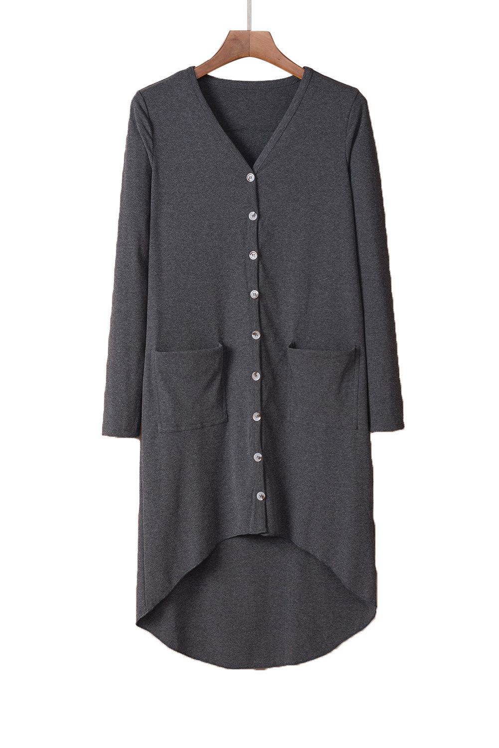 Selected Button Pocketed High Low Cardigan