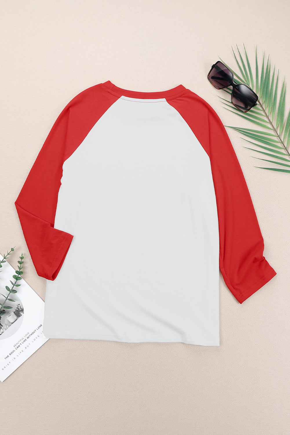 Color Block Raglan Sleeve Pullover Top