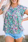 Floral Print Ruffled Short Sleeve Babydoll Top