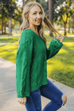 Pull vert en tricot tressé à col en V Bubblegum